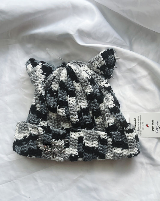 Cat Ear Ribbed Crochet Beanie