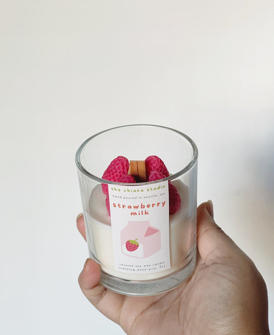 Strawberry Milk Glass Candle